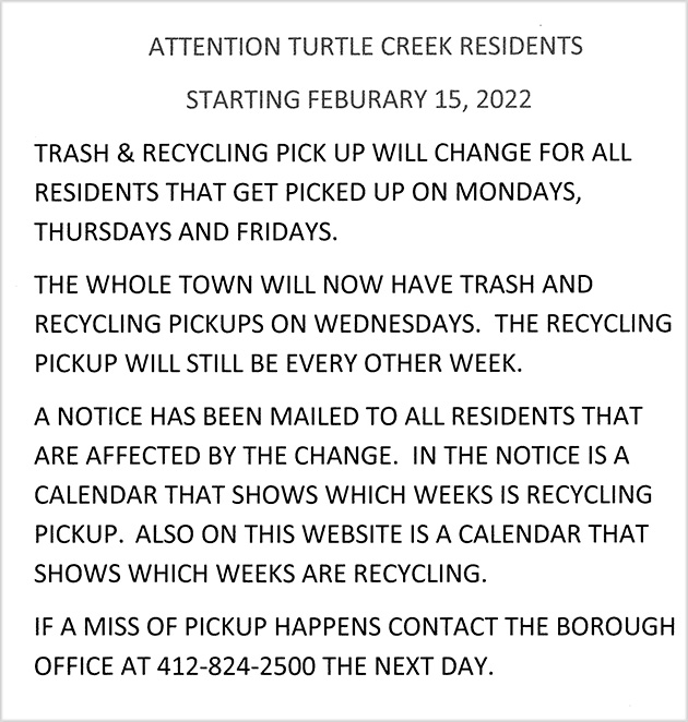 Garbage Pickup Change